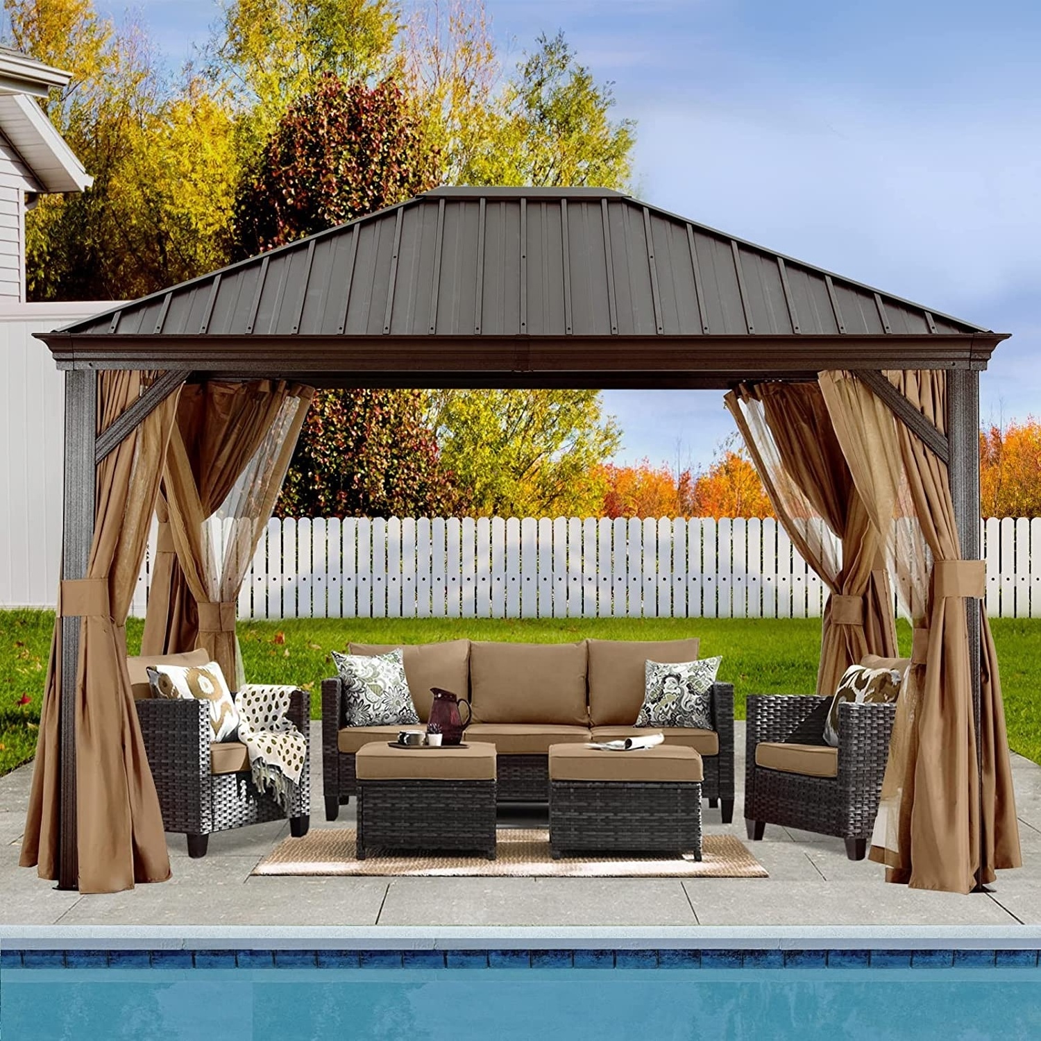 10x12 ABCCanopy Single Roof Aluminum Hardtop Patio Gazebo with Galvanized Steel Roof