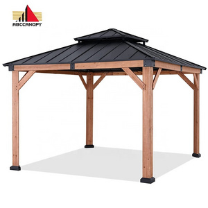 ABCCANOPY 3X3M Outdoor Wood All-season Gazebo With Hardtop Metal Double Roof Gazebo Outdoor  Wood Gazebo For Backyard