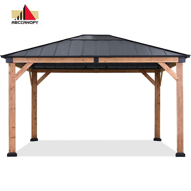 ABCCANOPY 11x13 Solid Wood Gazebo With Roof Cedar Framed Outdoor Garden Pavilion Gazebo Pergola Canopy