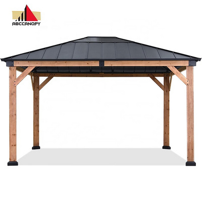 ABCCANOPY 11x13 Solid Wood Gazebo With Roof Cedar Framed Outdoor Garden Pavilion Gazebo Pergola Canopy