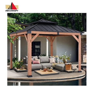 ABCCANOPY Hardtop Metal Gazebo Cedar Wood Pavilion Gazebo Outdoor Waterproof Wood Wooden Gazebos For Sale Gartenpavillon