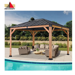 ABCCANOPY 11x13 Cedar Wood Gazebo Canopy Patio Hardtop Wood Outdoor Arch With Waterproof Roof Pavilion  Wooden Gazebo Zelt