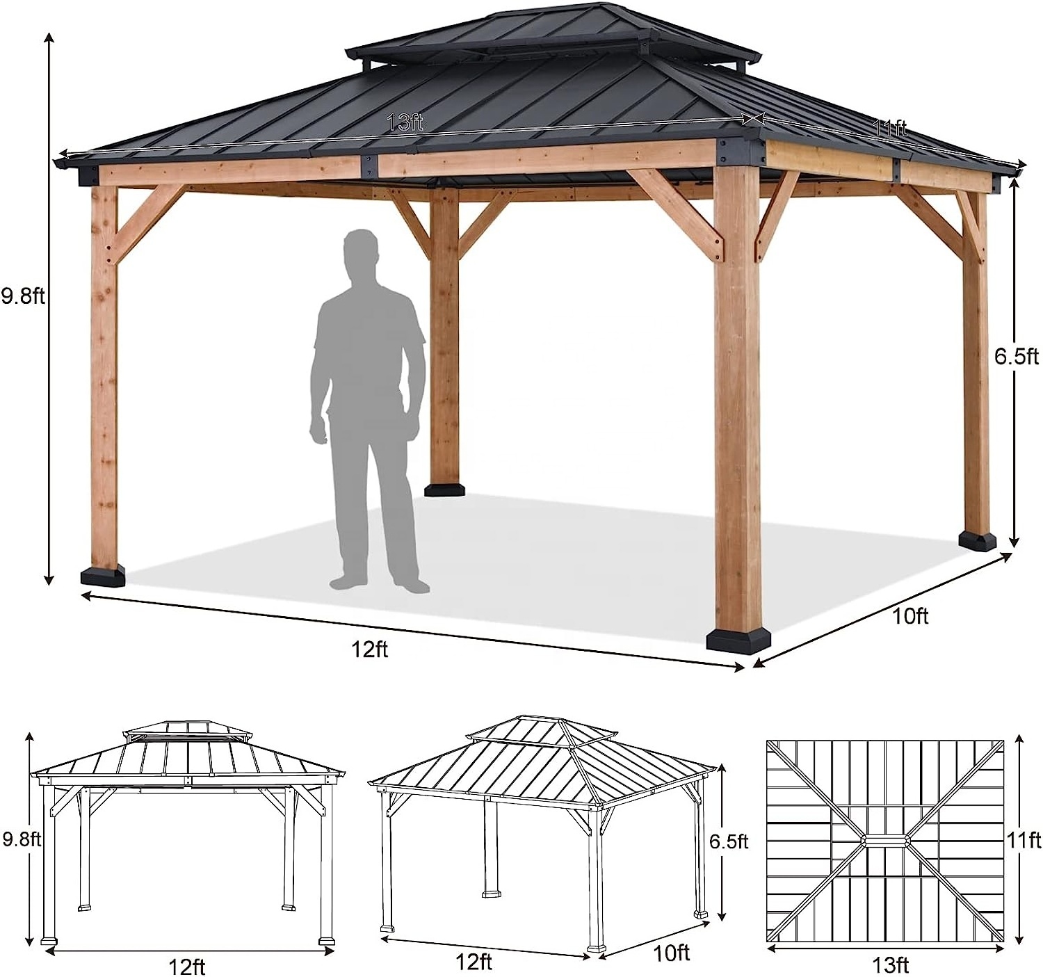 ABCCANOPY Outdoor Wooden Pergola Gazebo Modern Wooden Gazebo Customized Size Gazebo Wood outdoor arch Partyzelt Tuinpaviljoenen