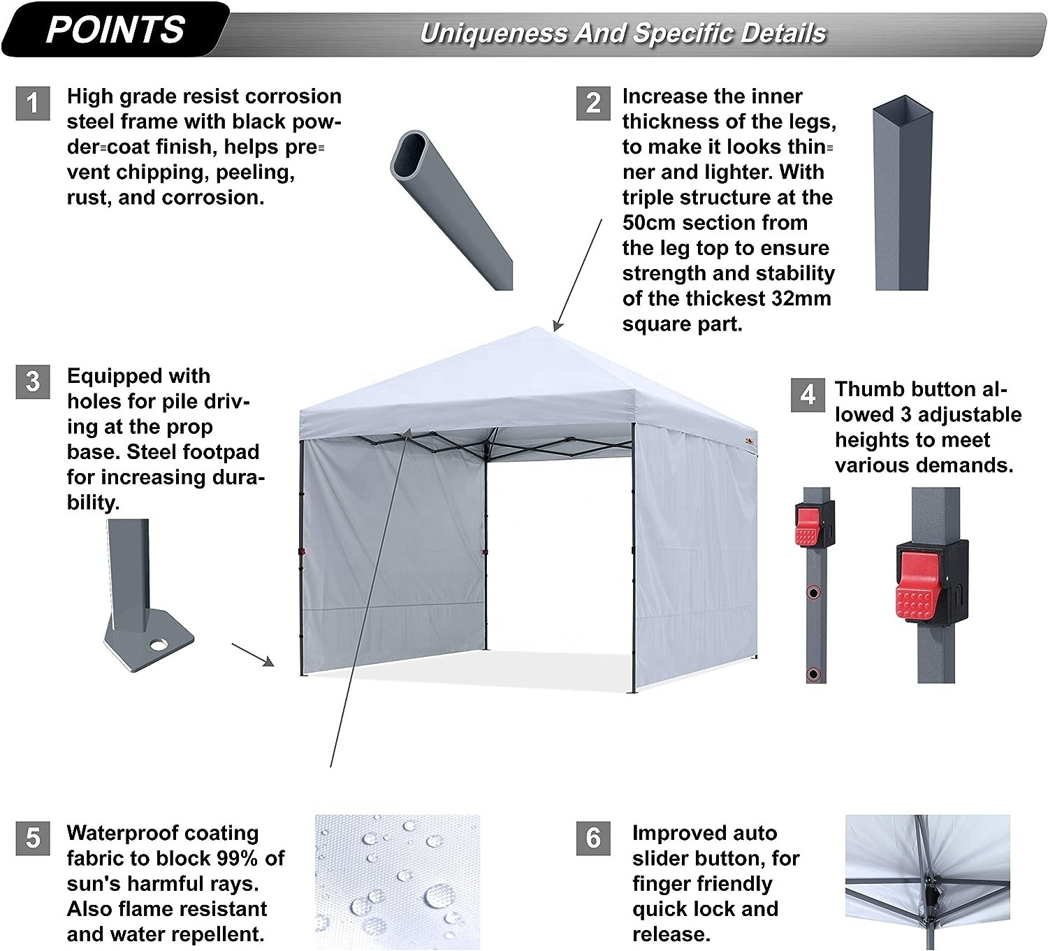 10ft*10ft 10ftx10ft 10'x10' 10 x 10 pop up canopy replacement cover tent canopy with detachable sides