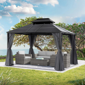 ABCCANOPY Hardtop 10x12 Gazebos Outdoor Polycarbonate Double Roof Gazebo Frame Permanent Pavilion Aluminum Pergola Outdoor