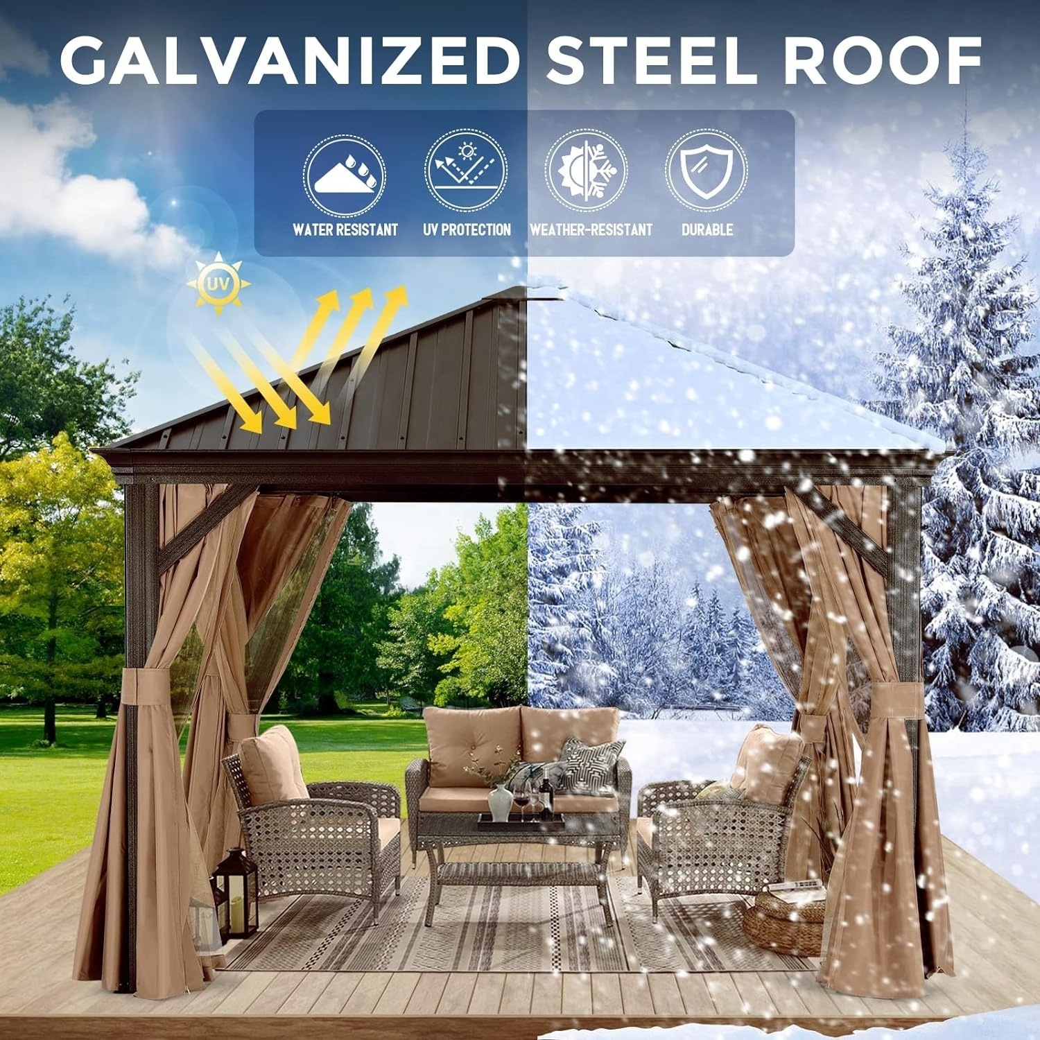 ABCCANOPY Gazebo Outdoor High Quality Aluminium Pergola Gazebo 10 X 10