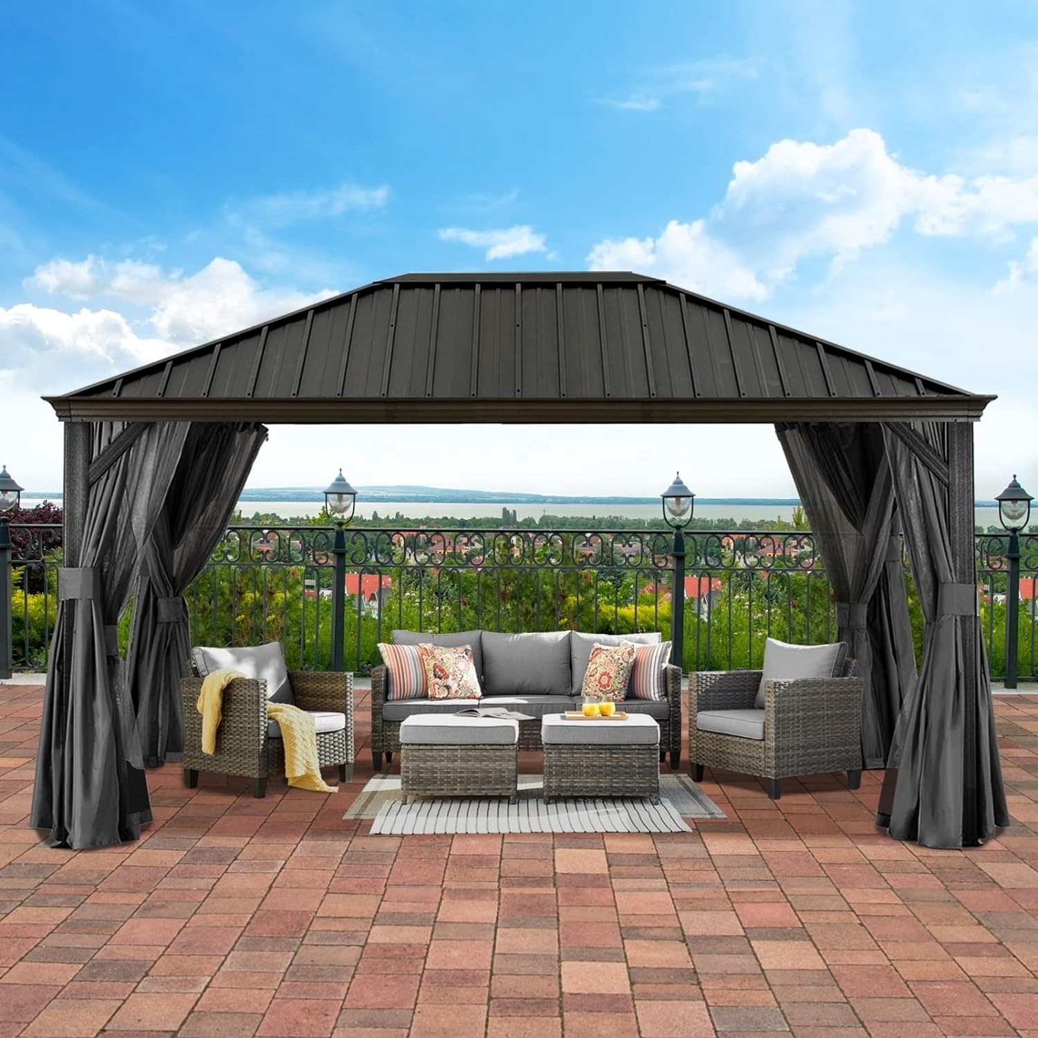 ABCCANOPY 12' X 16' Garden Canopy Gazebo Permanent Aluminum Pergola Gazebo With Galvanized Steel Roof Roma Luxury Gazebo Zelt