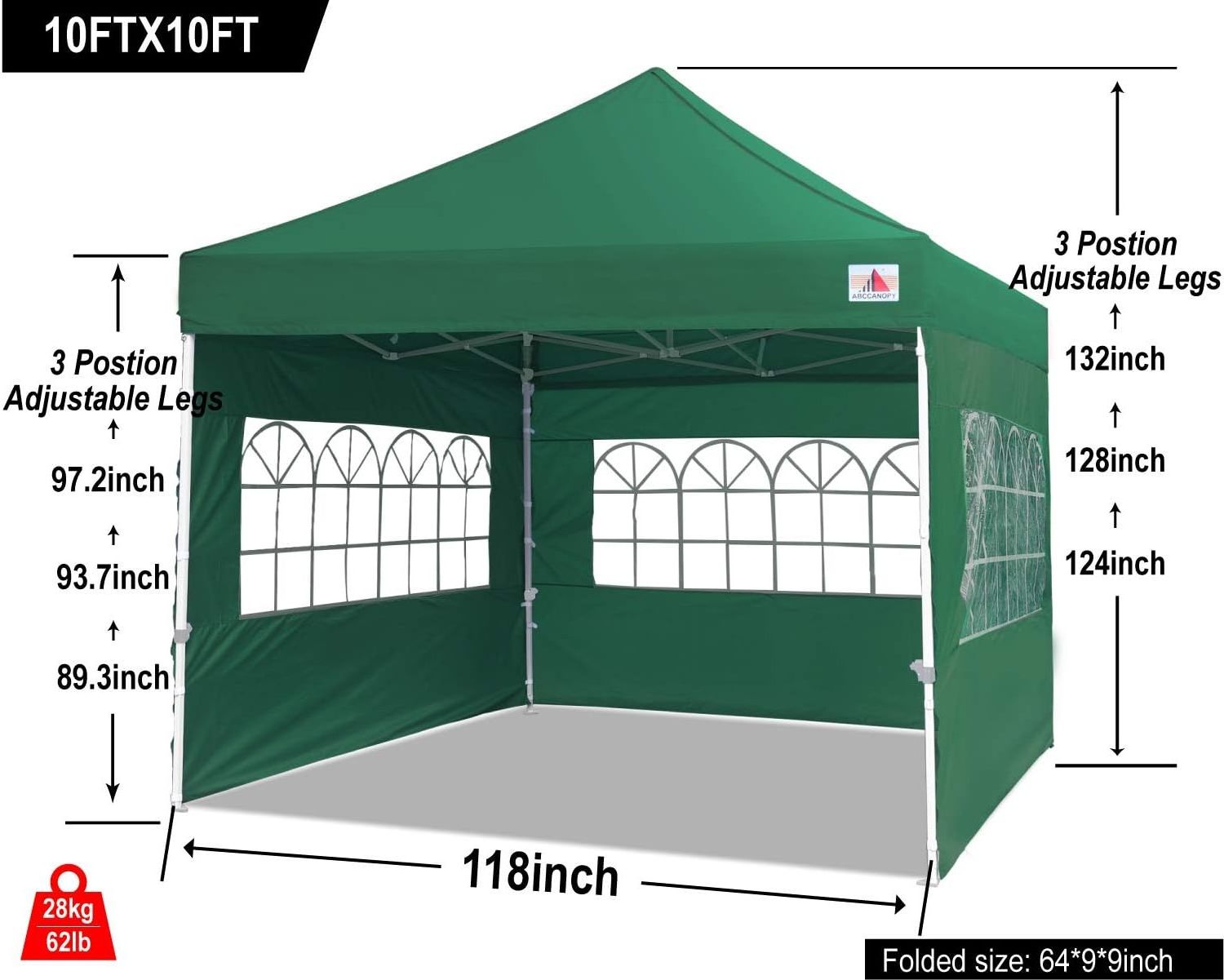 ABCCANOPY Outdoor Winter Gazebo 10x10, Premium Instant Pop Up Canopy Tent with Elegant Church Window,Snow and Rain Protection