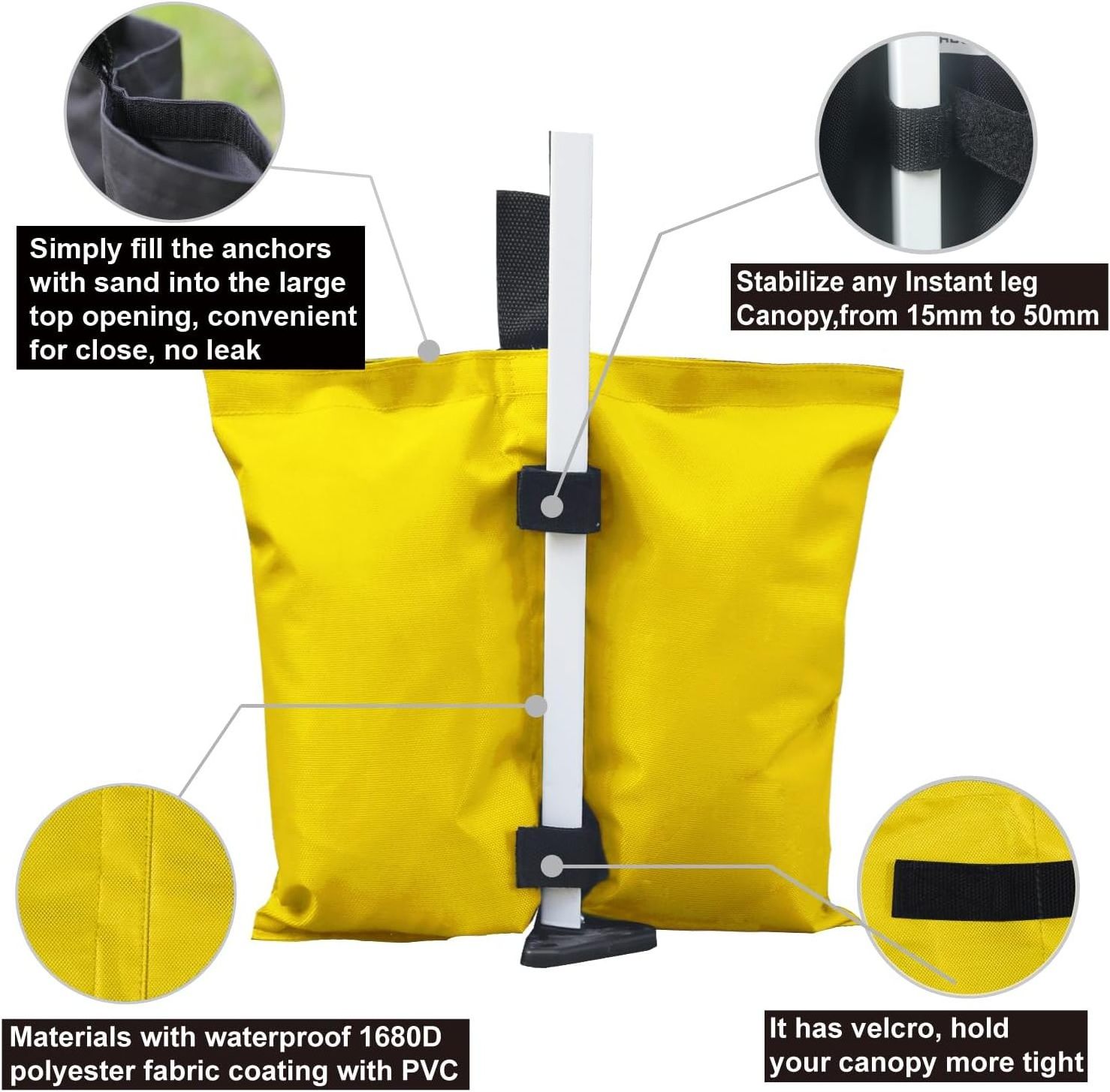 ABCCANOPY Canopy Weights 112 LBS Tent Sand Bags,4pcs-Pack (Yellow)