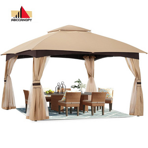 ABCCANOPY Paviljonki Soft Roof Gazebos 12 Ft. W x 10 Ft. D Steel Patio Gazebo Rip-Lock Fabric With PU Coating Altany Zamkniete