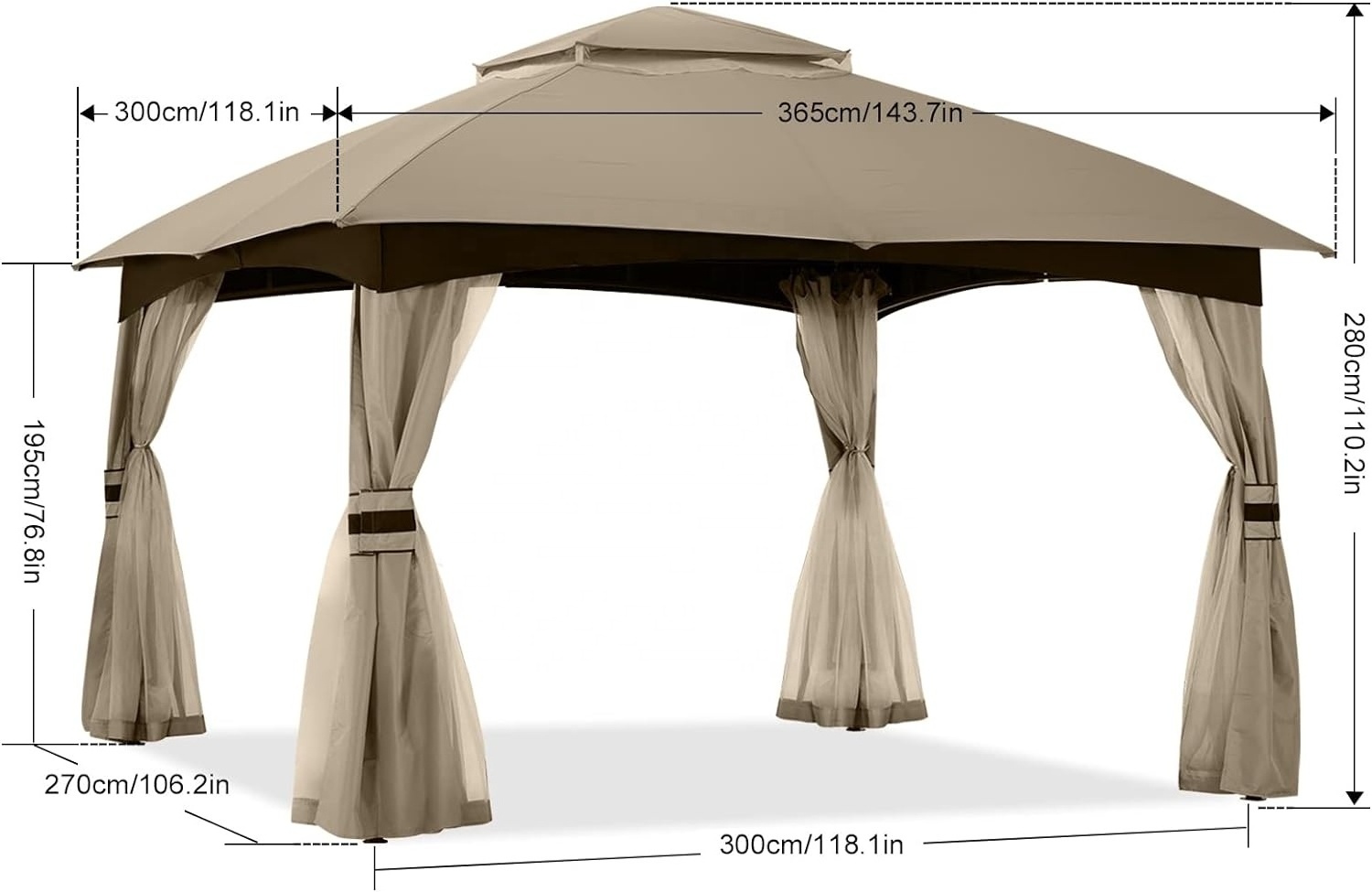 ABCCANOPY Rip-lock Cheap Gazebo Simple To Assemble Waterproof Gazebo With Sides Powder-Coated Jacuzzi Gazebo Gartenpavillon