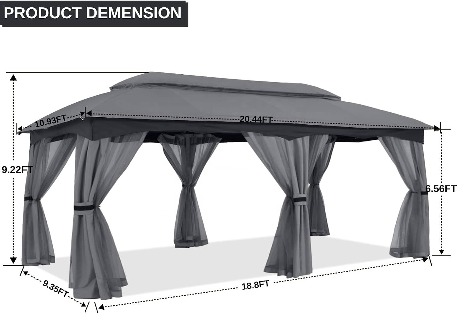 ABCCANOPY 3x6 m Softtop Gartenpavillon Pergole Tarasowe Pavillon de Jardin Tonnelle Barnum Cenador de Jardin Giardino Gazebo