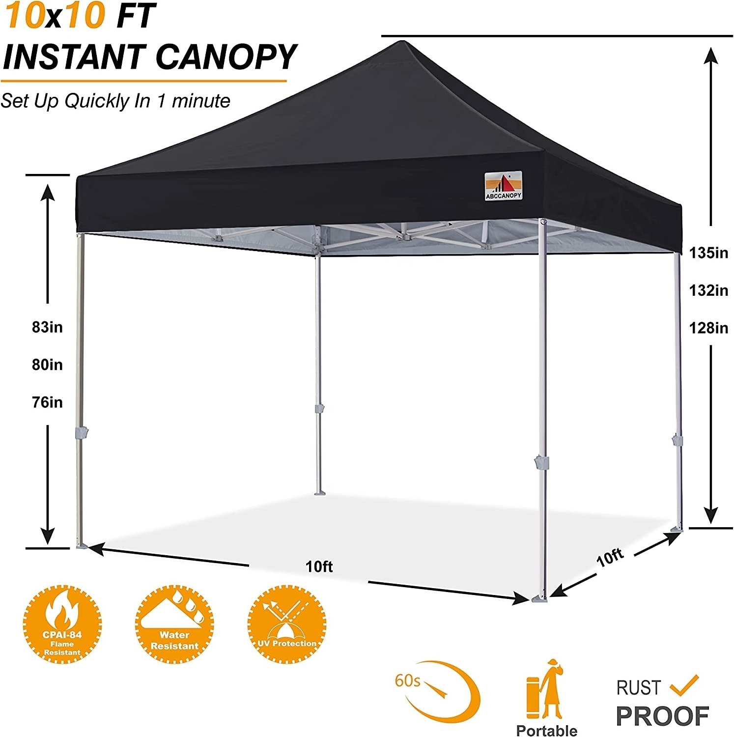 ABCCanopy 10x10 Waterproof Tent  Folding Canopy Tent With Upgrade Roller Bag Wedding Party Tents