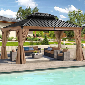 ABCCANOPY Wood Grain Frame Permanent Hardtop Gazebo With Galvanized Steel Double  Aluminum Gazebo Shade Tent