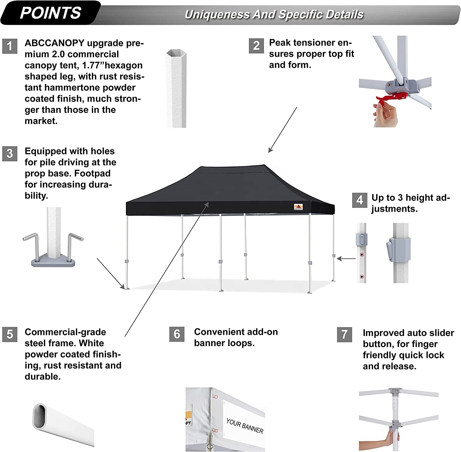 ABCCANOPY Heavy Duty Flat Top Folding Canopy Tent Barnums Pliants Outdoor Canopies For Parties Outdoor Carpas Plegables