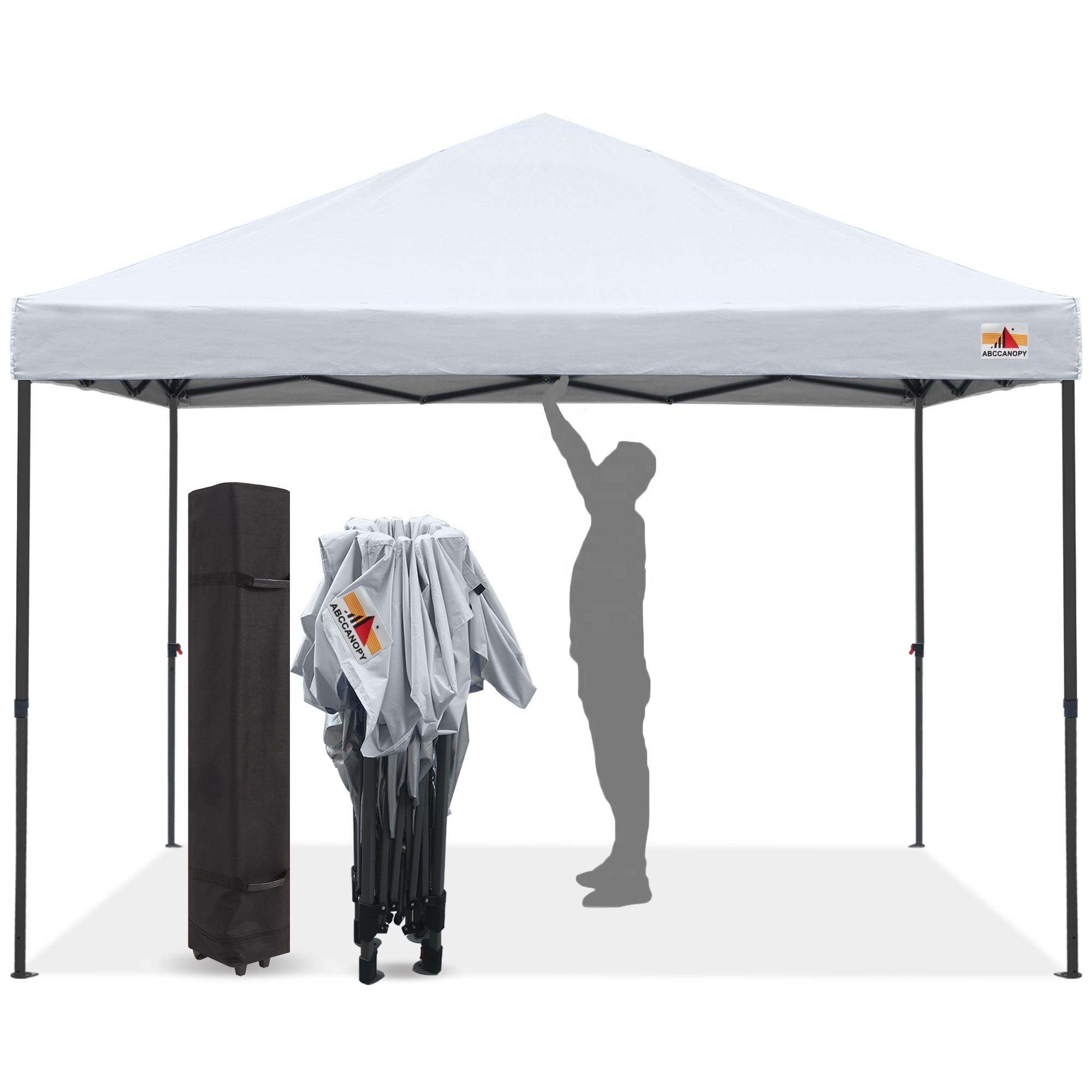 ABCCANOPY One Touch 10 Foot x 10 Foot Instant Shade Canopy w/ Center Lock Technology Gazebo da Giardino 3x3 Pieghevole