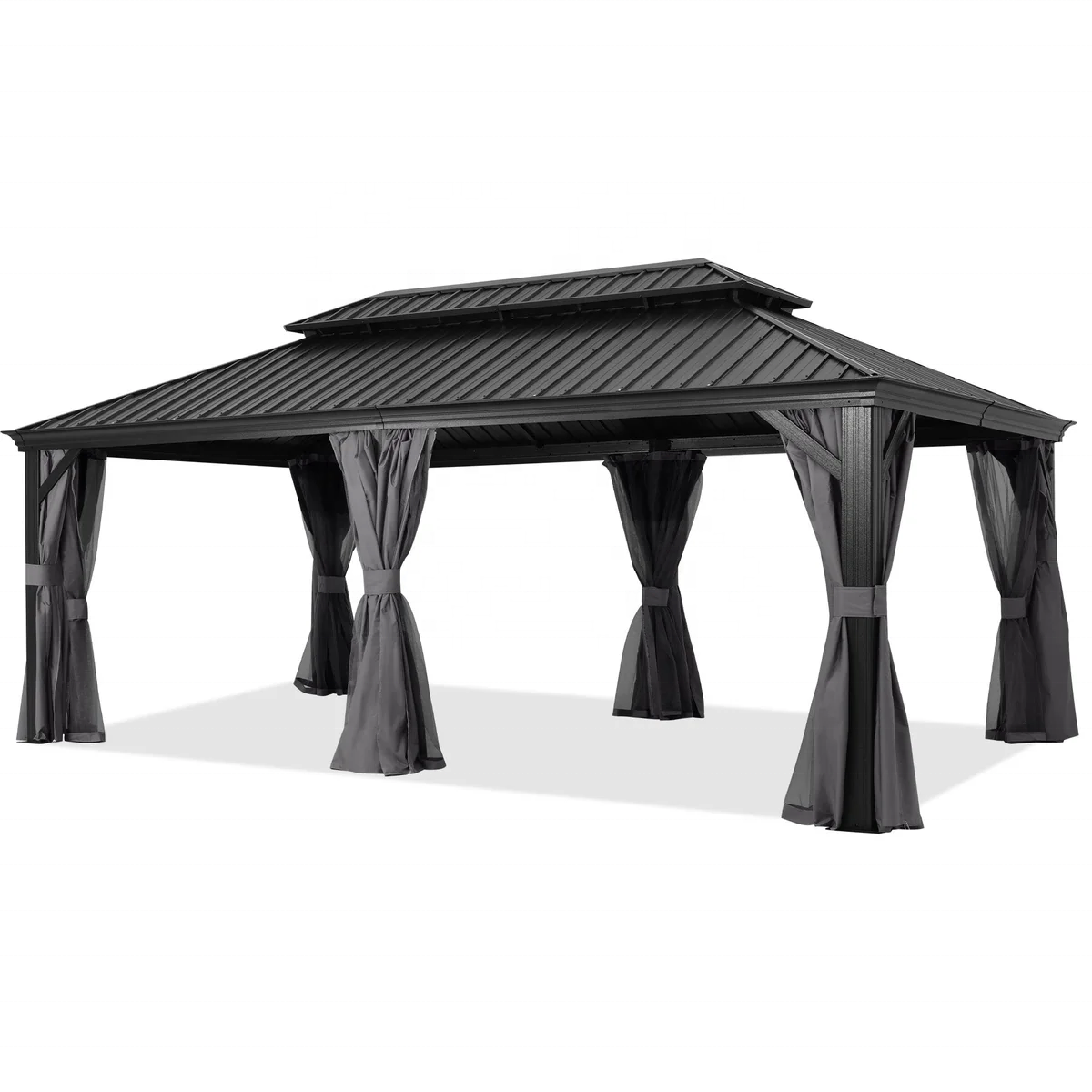 ABCCANOPY 10 X 20 Hardtop Stahldach Gartenpavillon 2 Tier Roof Black Pavilion Outdoor Gazebo With Metal Roof Hot Tub Gazebo