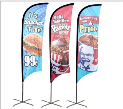 Wholesale Cheap Roadside Advertising Feather Banners With Base and Pole Outdoor Canopy Flag Custom Feather Flag