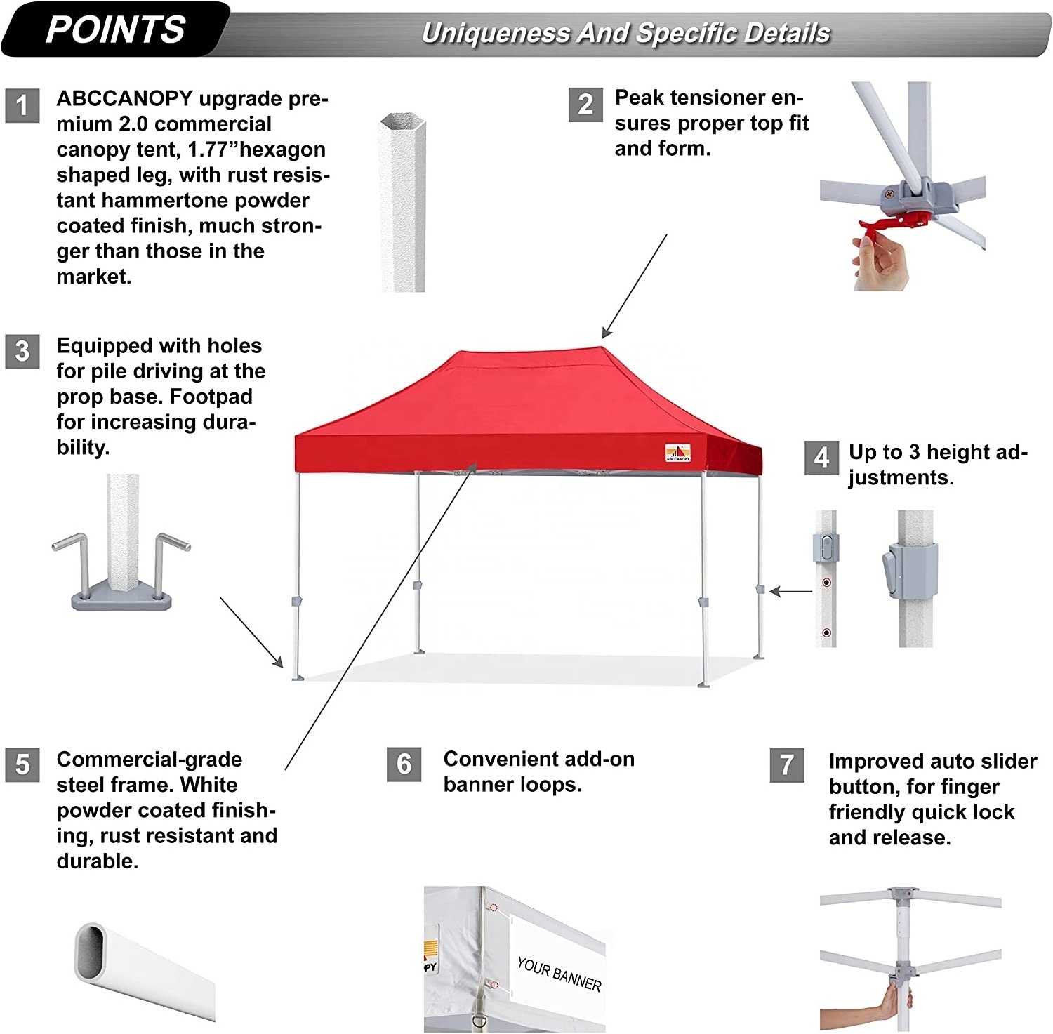 ABCCANOPY Vouwtenten Wedding Party Tents Flat Top Folding Canopy Tent Replacement Sunshade UV Marquee Party Tent