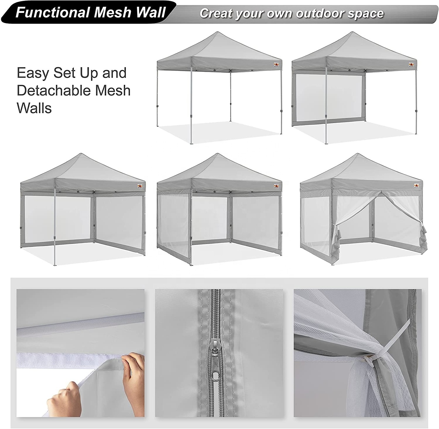 ABCCANOPY 10x10 Pop up Canopy Tent with Mesh Walls Camping Screen & Mesh House Commercial Tents