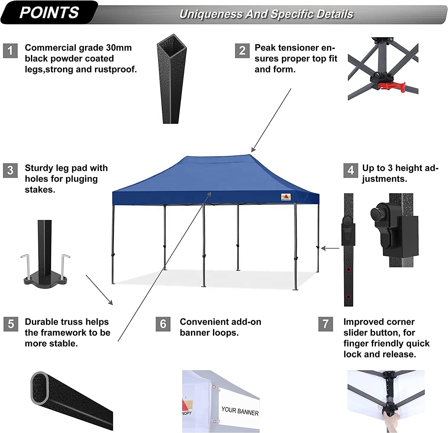 ABCCANOPY 10' x 20' 3x6m 10x20  ft Event Trade Show Feet Easy 10*10ft 10*15ft 10*20ft Pop Up Canopy Steel Fold Tent