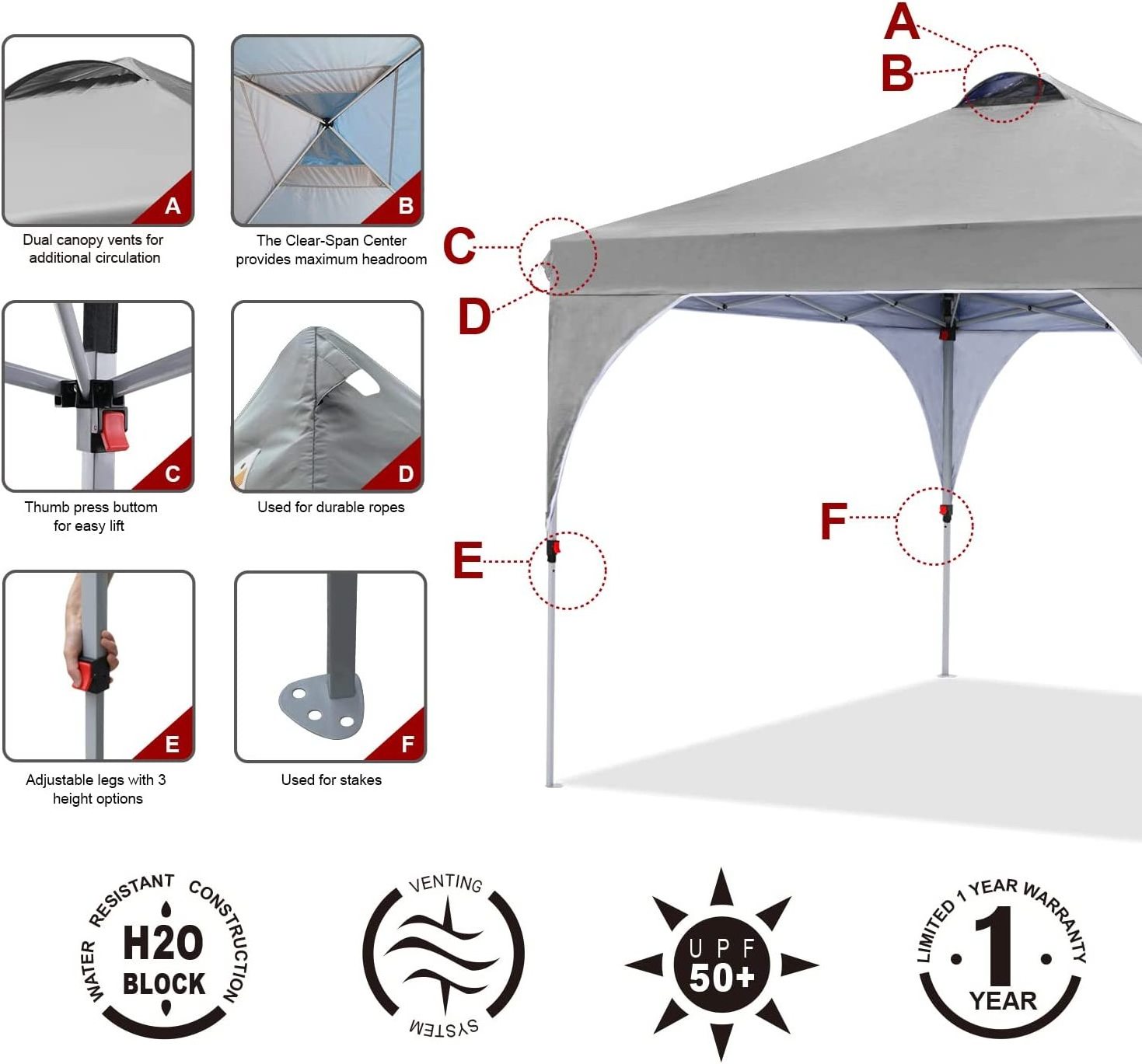 ABCCANOPY Outdoor Pop up Canopy Tent 10x10 Camping Sun Shelter-Series