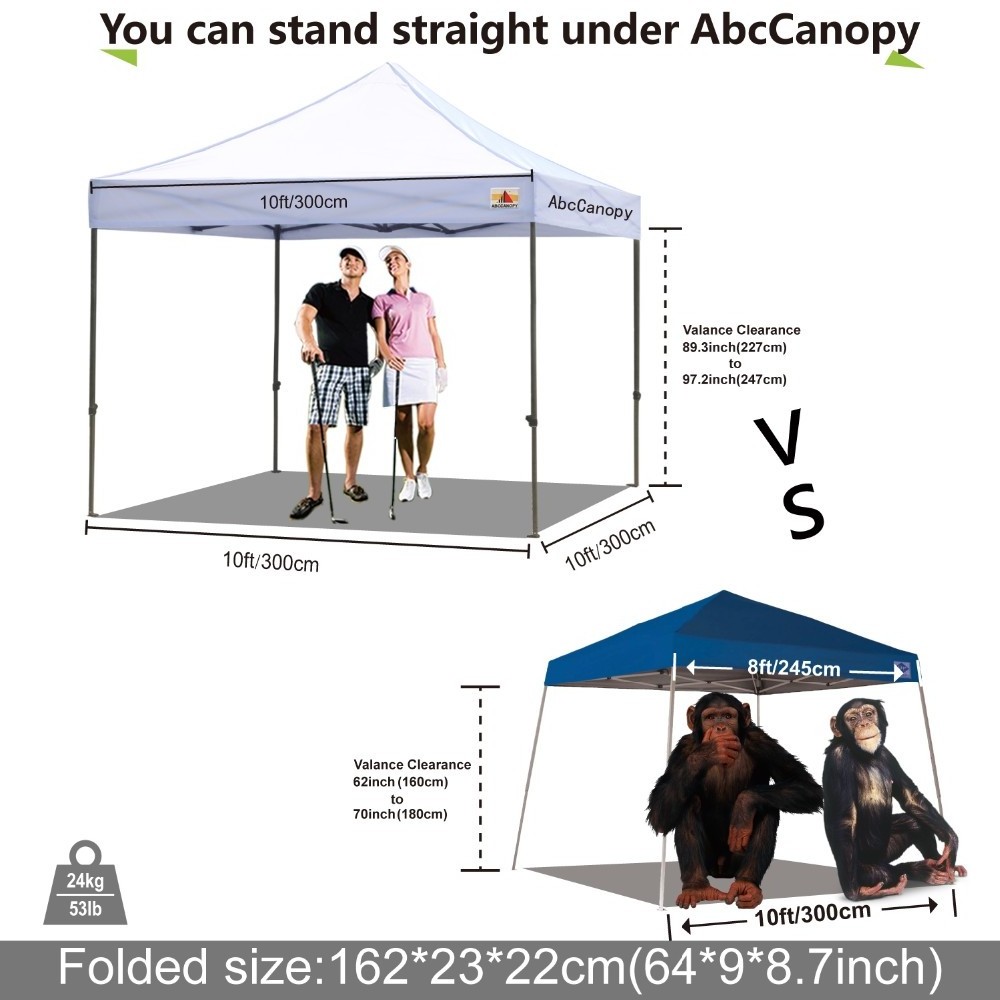 ABCCANOPY 3x3 Metal Pop Up 10x10ft 10x10 Waterproof Folding Canopy Stretch Tent Garden Gazebo Canopy Shelter