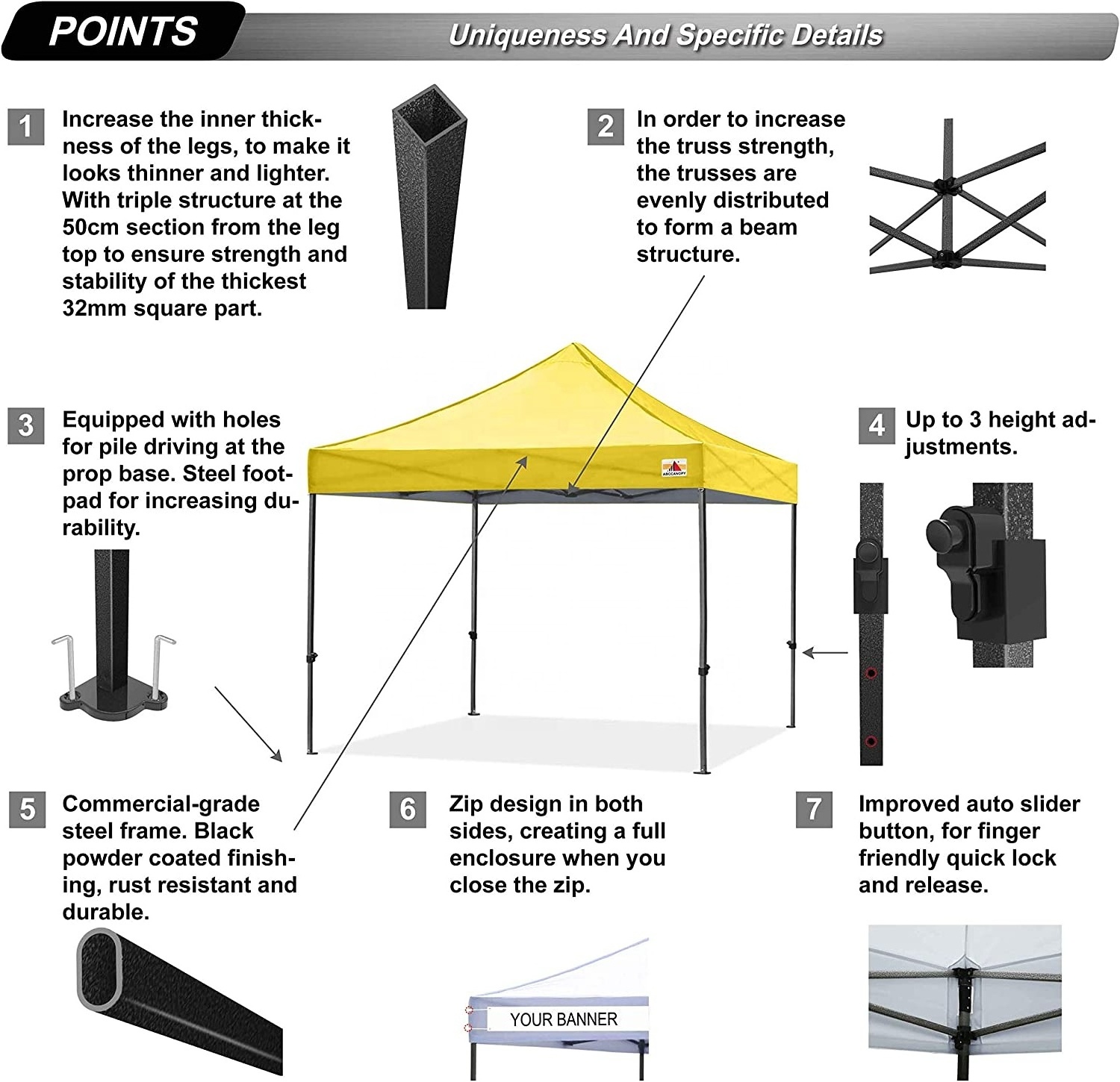 ABCCANOPY UV-Resistant Folding Gazebo Canopy Cover 10x10 Flame-Retardant Garden Canopy