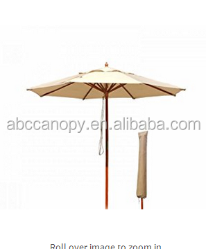 Outdoor Umbrella Garden Wholesale 9ft Commercial Market Patio Wooden Umbrella Beige for enjoying