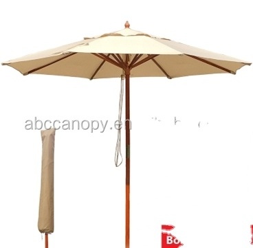 Sun Umbrella High Quality Commercial Use 9FT Outdoor Umbrella Beach With Wooden Handle Wholesale