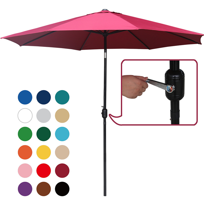 9FT/2.7M 8 Ribs Outdoor Patio Umbrella with Tile and Crack Factory Direct Garden Parasol Sun Umbrella