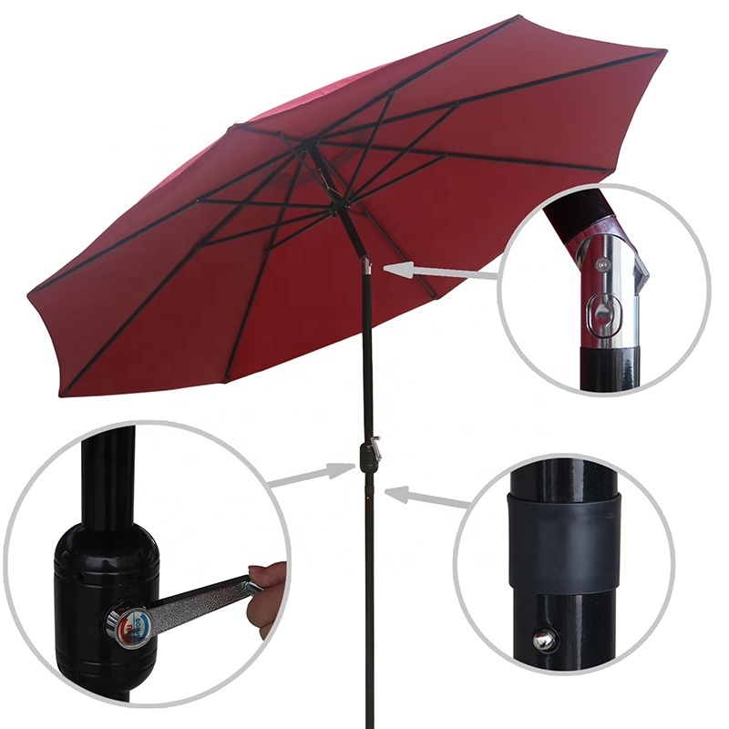 9FT/2.7M 8 Ribs Outdoor Patio Umbrella with Tile and Crack Factory Direct Garden Parasol Sun Umbrella