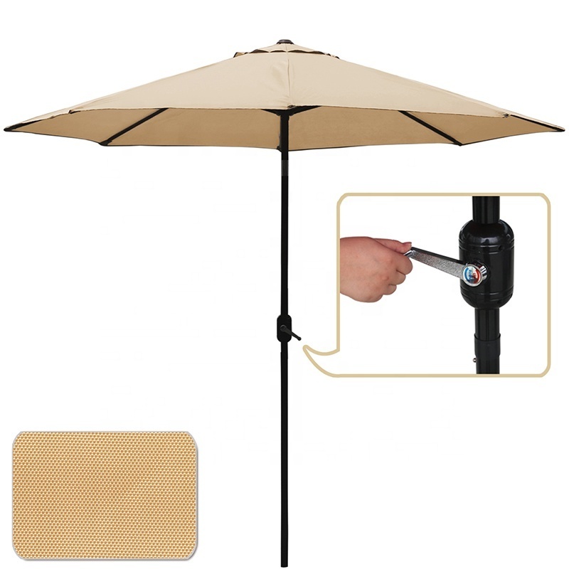 9 Ft outdoor umbrella canopy patio umbrellas parasol outdoor with Hand Crank