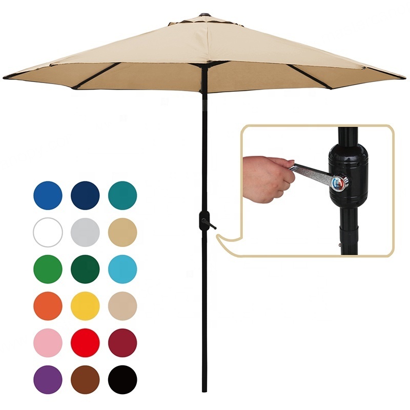 9 Ft outdoor umbrella canopy patio umbrellas parasol outdoor with Hand Crank