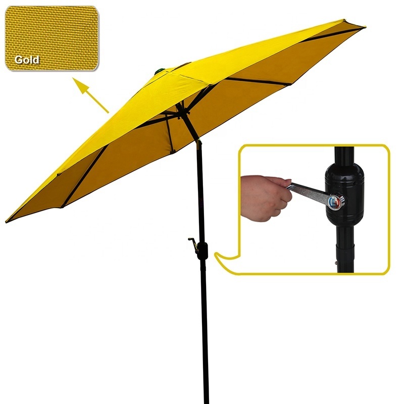 9ft Polyester cafe umbrella outdoor Big Umbrella Outdoor outdoor furniture with Hand Crank