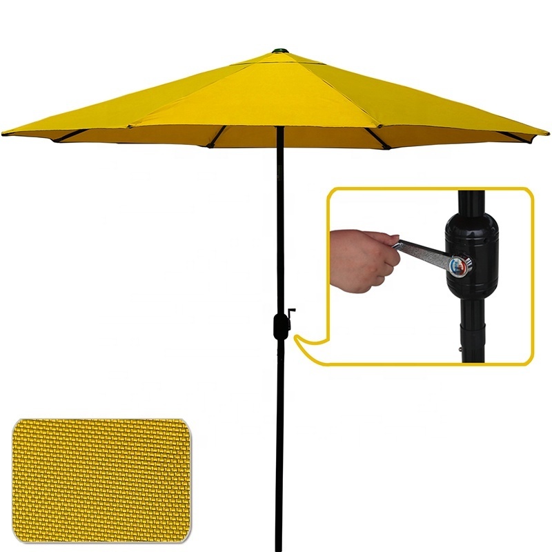 9ft Polyester cafe umbrella outdoor Big Umbrella Outdoor outdoor furniture with Hand Crank