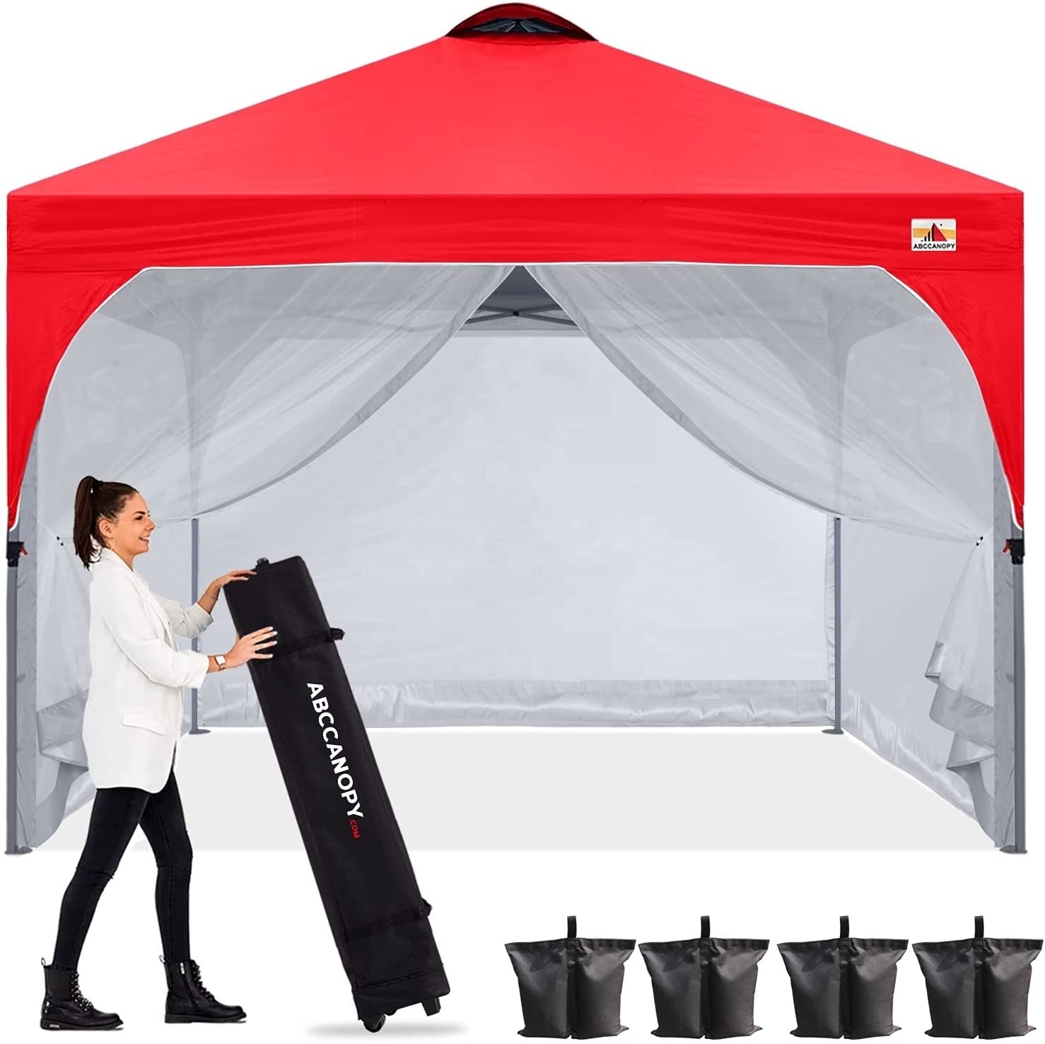 Pop Up Canopy with Mesh Mosquito Netting Wall, Camping Screen Houses Screen Rooms, Instant Canopy Tent