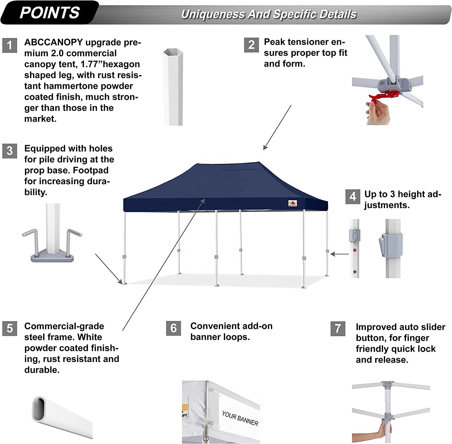 ABCCANOPY Windproof Outdoor Canopy Vouwtenten Tente Pliante Navy Blue Easy Up Folding Tent Gazebo Canopy Cover Faltpavillon