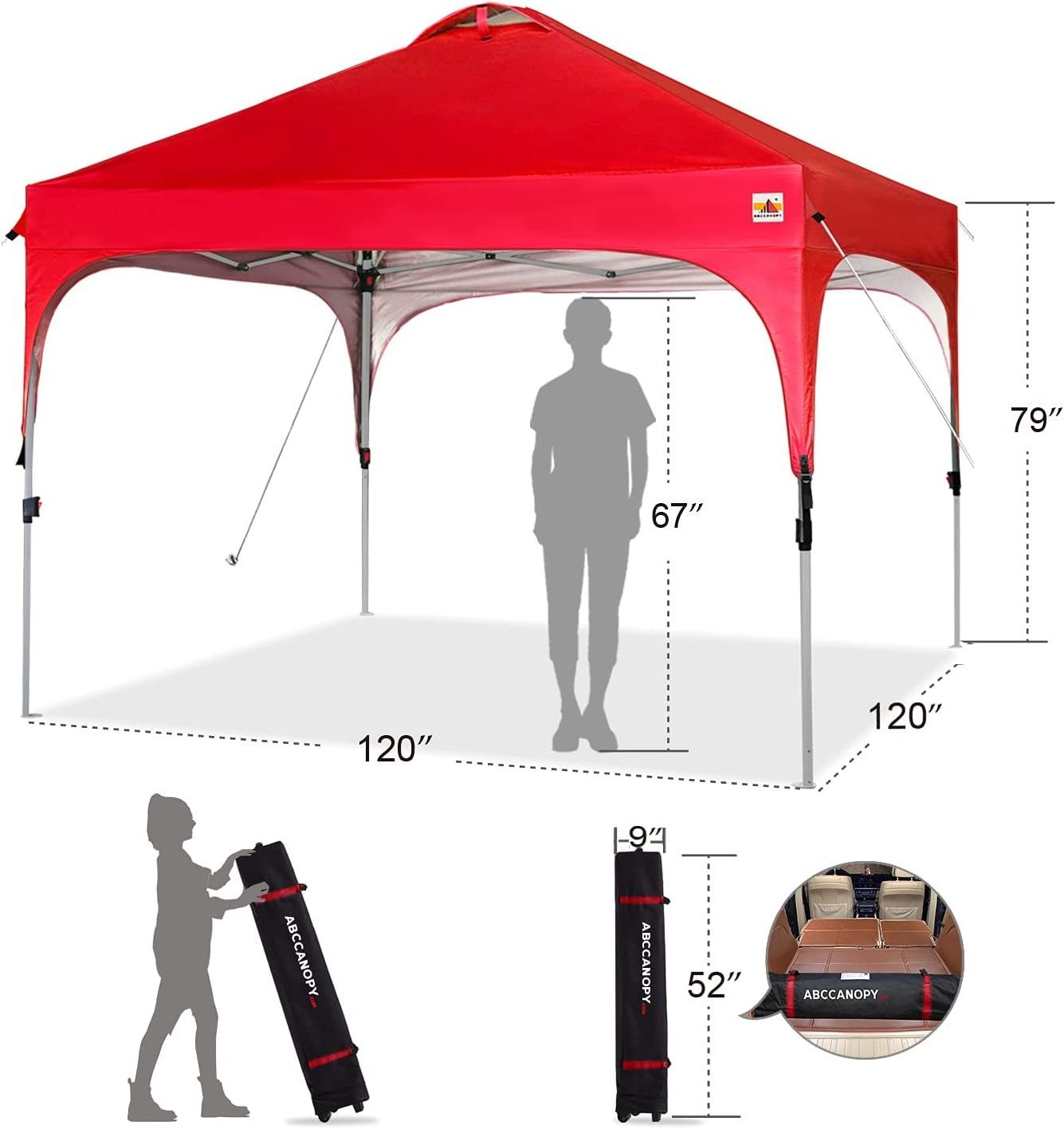 ABCCANOPY outdoor  Pop Up Canopy with Mesh Mosquito Netting Wall, Camping Screen Houses Screen Rooms, Instant Canopy Tent, Red