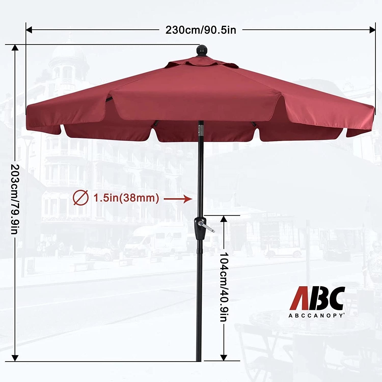 7.5FT Outdoor Parasol Outdoor Umbrella Patio Umbrella Heavy duty outdoor umbrellas with Tilt and Crank for Garden