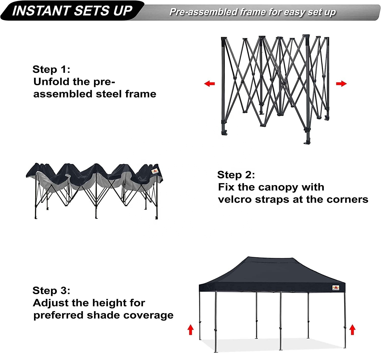 ABCCANOPY 3x6 Easy Zippered Walls Easy Pop Up Durable Ez Pop-Up Canopy Restaurant Tent Gazebos With Roller Bag