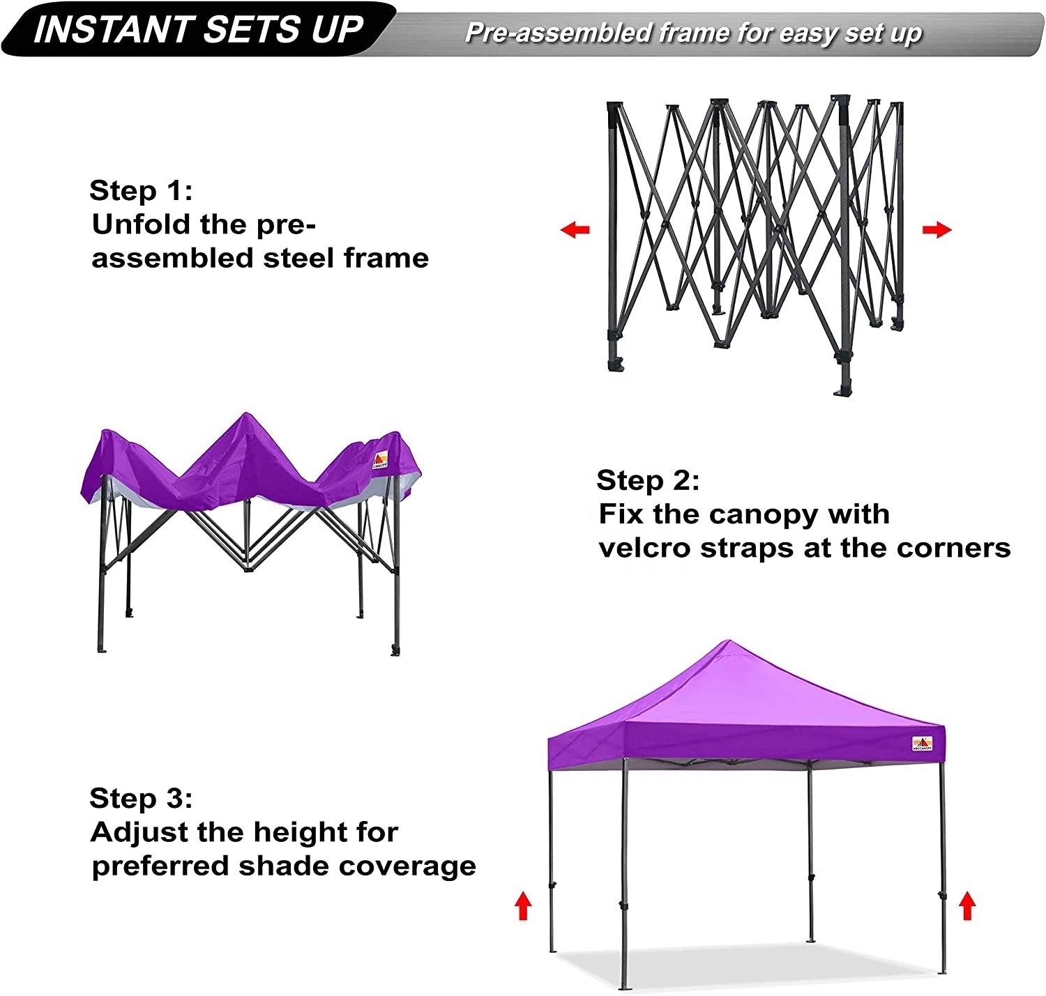 ABCCANOPY Plain Tents Pop up Canopy 10x10 Instant Shelters Outdoor Party Portable Folding Gazebo With Wheeled Bag