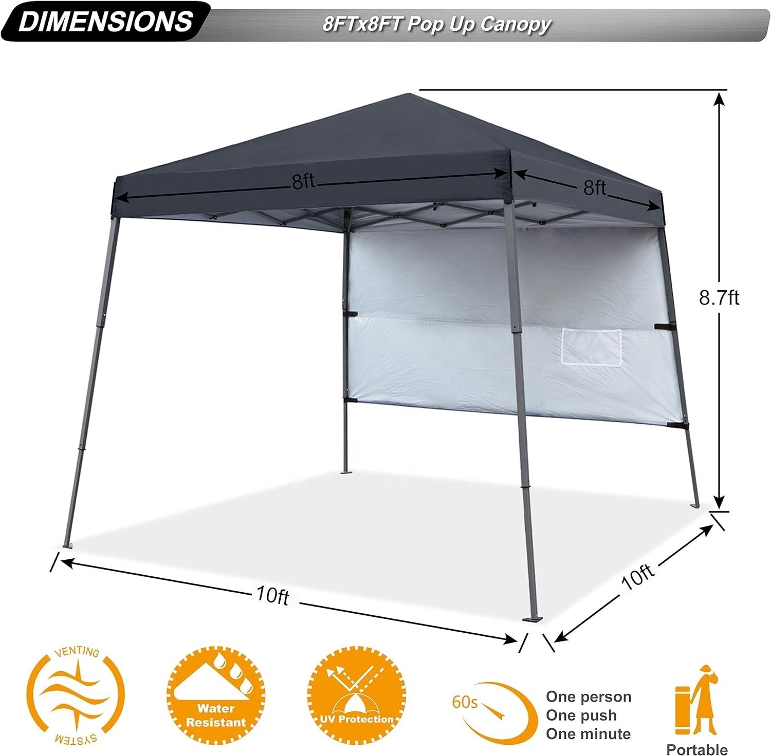 ABCCANOPY 10x10 Pop Up Canopy Tent  Easy Set Up Tent Instant Sun Shelter Canopy with Wheeled Bag for Parties Beach Outdoor