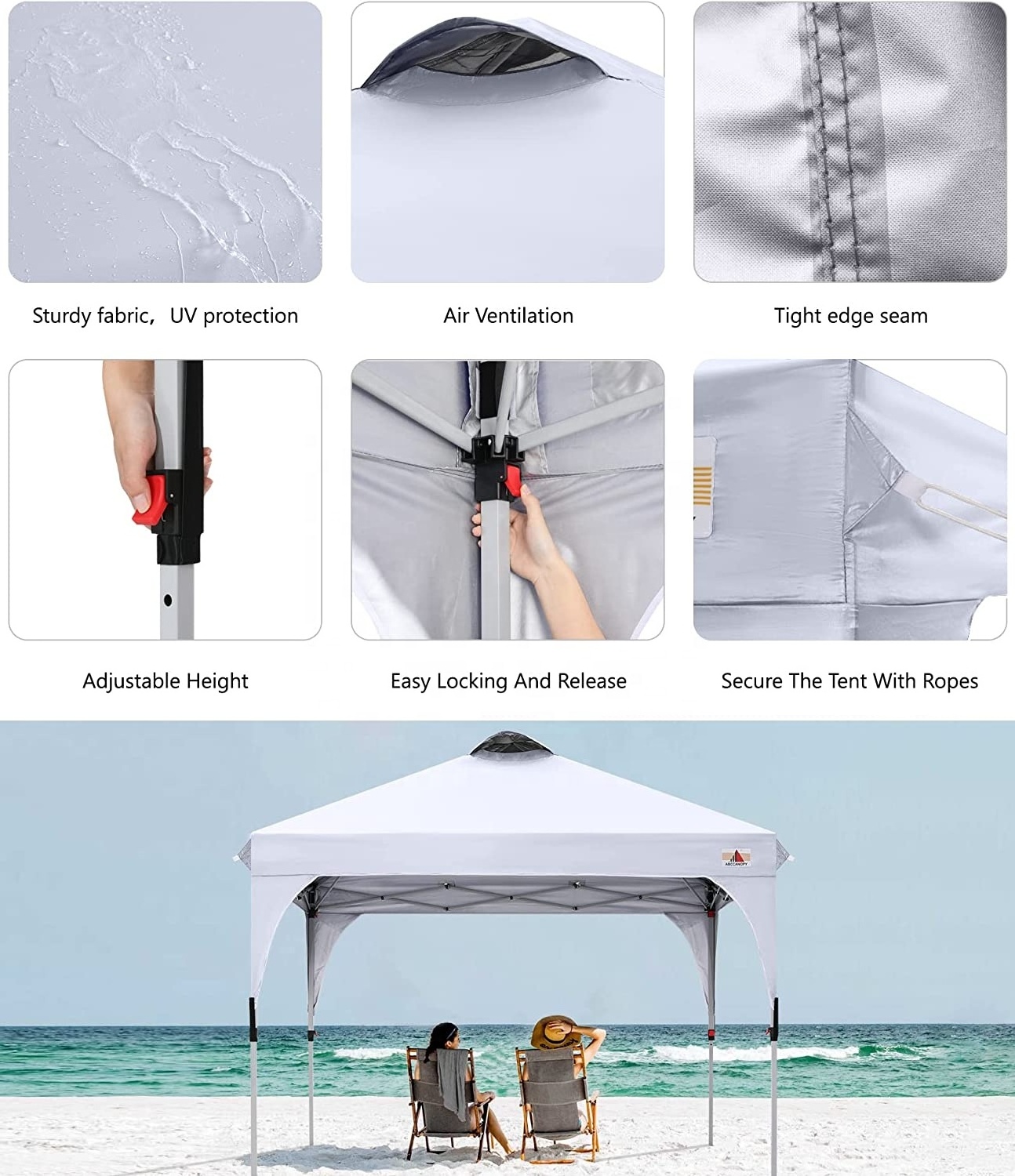 Outdoor Gazebo Tent 10x10 Pop up Canopy Tent Sun Shelter for Beach Camping