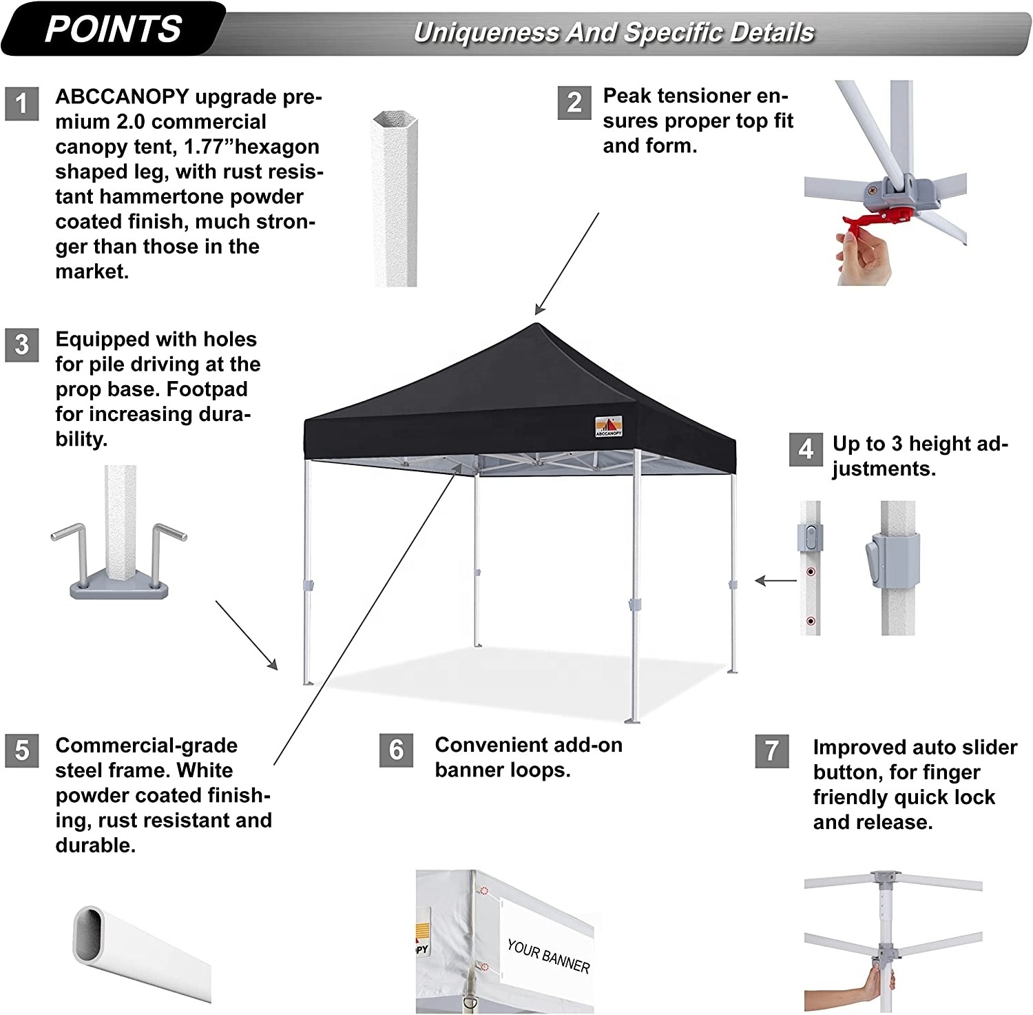 ABCCanopy 10x10 Waterproof Tent  Folding Canopy Tent With Upgrade Roller Bag Wedding Party Tents