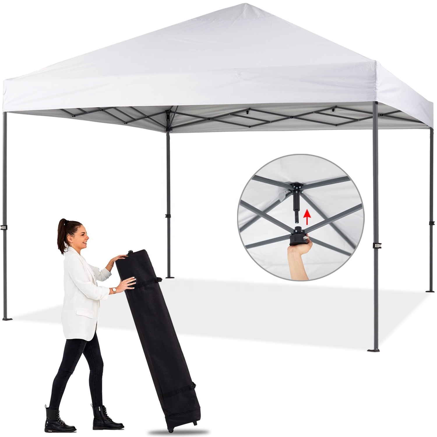 ABCCANOPY One Touch 10 Foot x 10 Foot Instant Shade Canopy w/ Center Lock Technology Gazebo da Giardino 3x3 Pieghevole