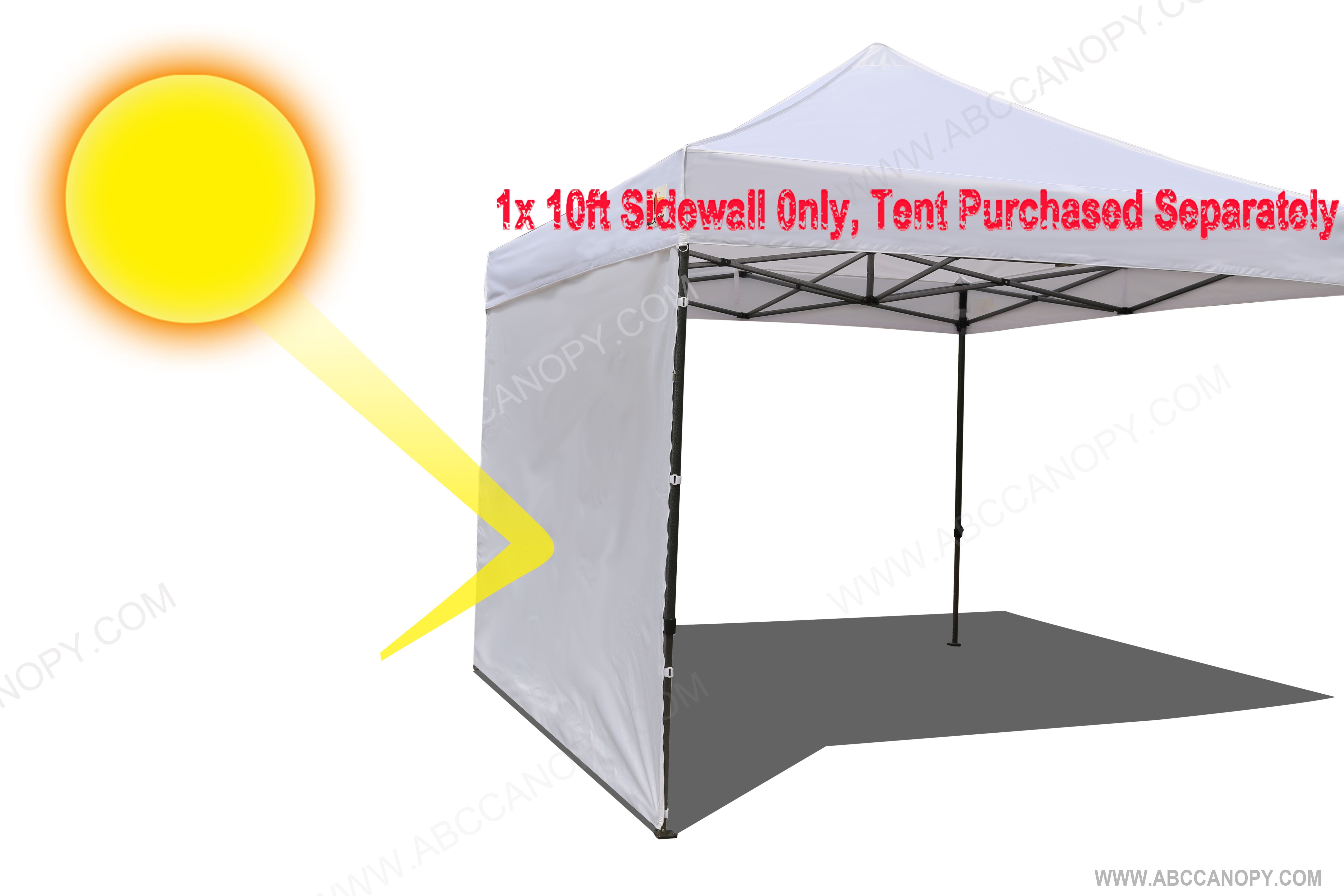 ABCCANOPY Instant Canopy SunWall (15+Colors) for 10x10 Feet, 10x20 Feet Straight Leg pop up Canopy, 1 Pack Sidewall Only, White