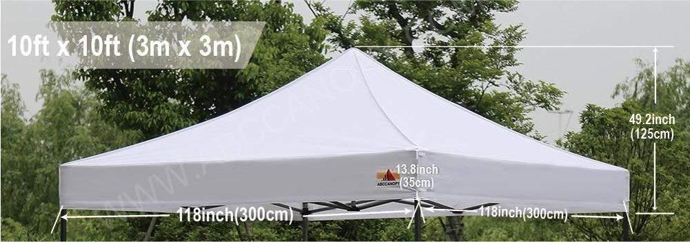 ABCCANOPY Replacement Top Cover 100% Waterproof (18+ Colors) 10x10 Pop Up Canopy Tent Top, Bonus 4 x Weight Bags (White)