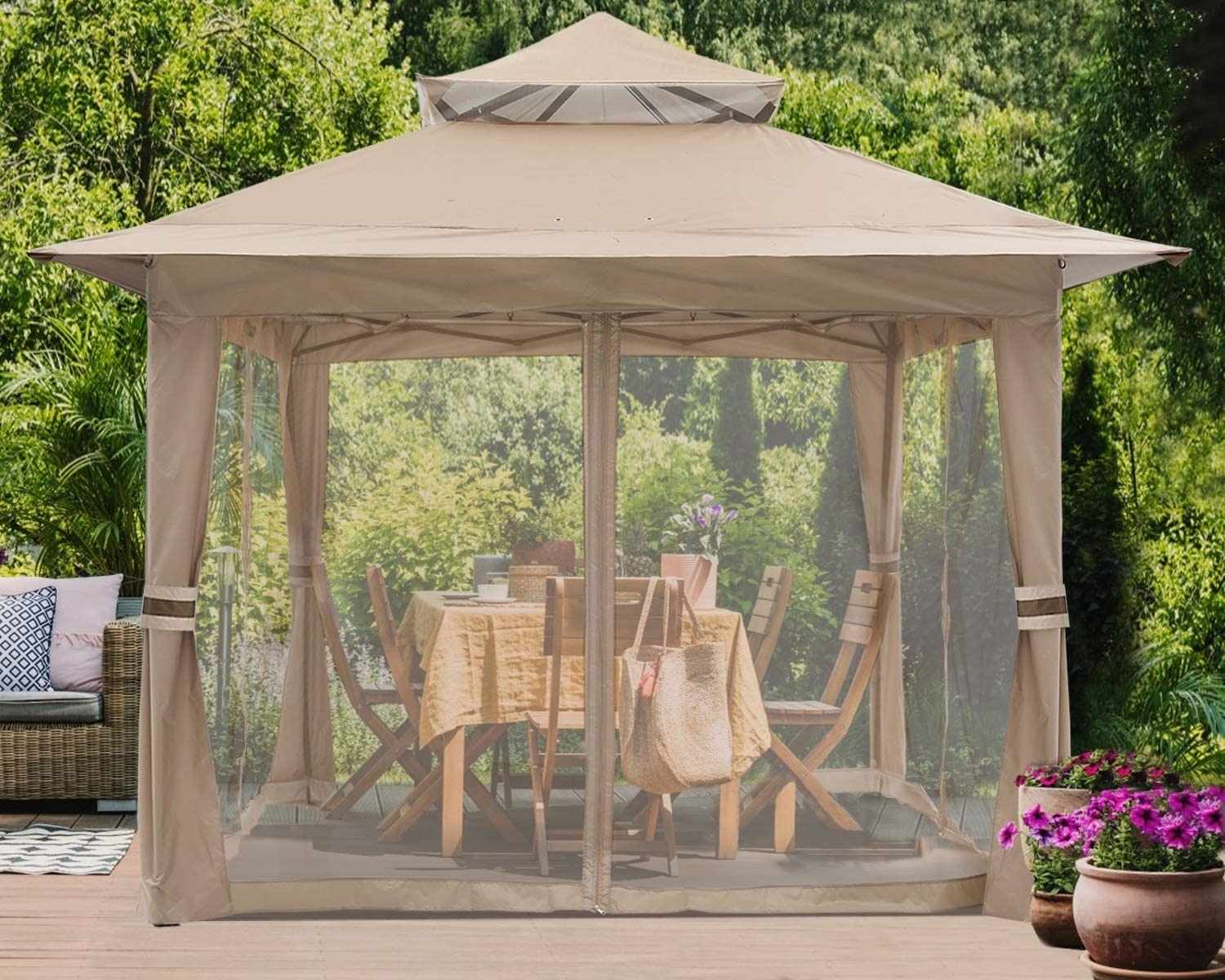 Gazebo Tent Outdoor Pop up Gazebo Canopy Shelter with Mosquito Netting 13x13