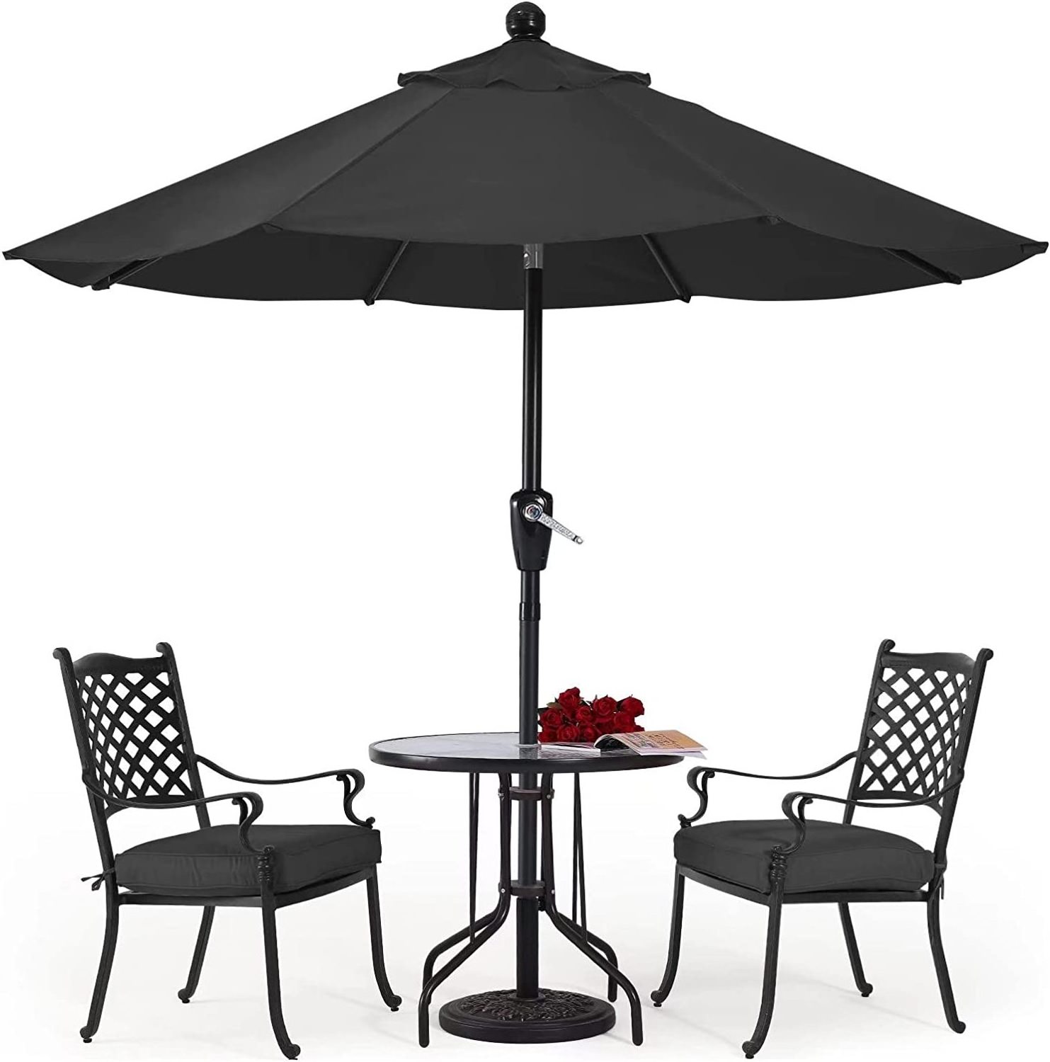 Best Choice Products Outdoor Steel Polyester Market Patio Umbrella w/Crank, Easy Push Button, Tilt, Table Compatible